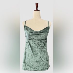 Free People Summer Velvet Tunic Top All Night Size Small Evergreen Cowl Tank